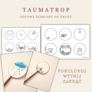 Taumatrop | 6 szablonów do kolorowania | PDF do druku