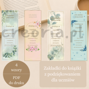 Zakładki do książek | Podziękowanie dla uczniów na koniec roku | Upominek dla uczniów | PDF do druku