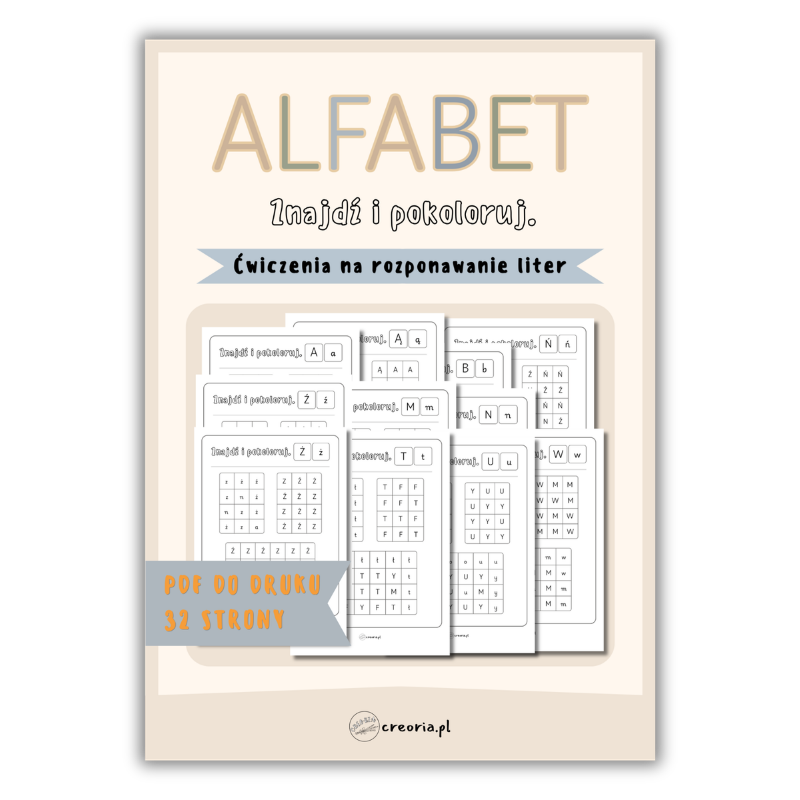 ALFABET | Znajdź i pokoloruj | rozróżnianie liter | PDF do druku