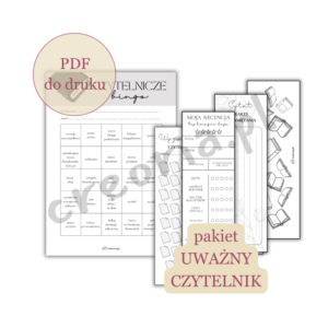 Pakiet UWAŻNY CZYTELNIK | czytelnicze bingo i zakładki z zadaniami | PDF do druku | wersja czarno-biała