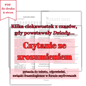 Czytanie ze zrozumieniem, związki frazeologiczne | PDF do druku